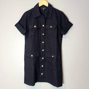 J. Crew Factory Black Mini Dress with Gold Buttons